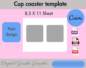 Blank Cup Coaster Template: Canva Editable (Digital Download)