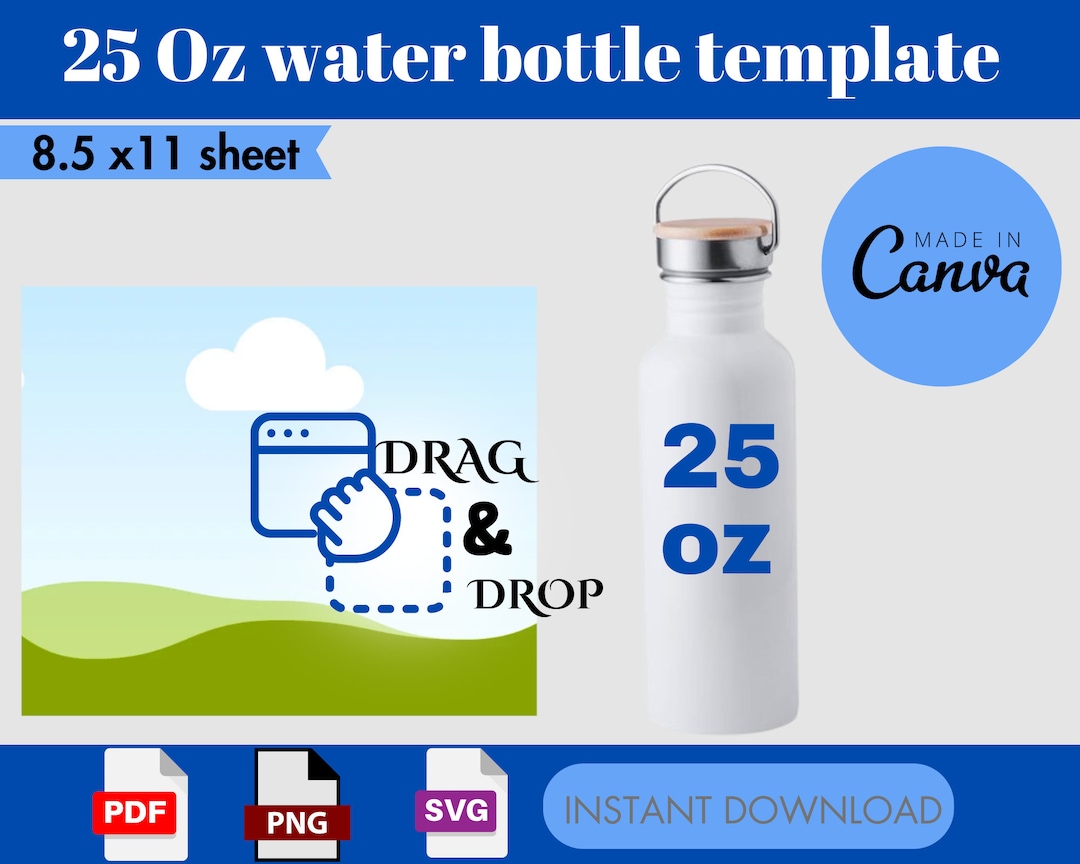 25 Oz Water Bottle Full Wrap Template Canva Editable (digital Download