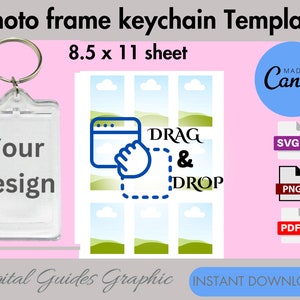Mall för rektangulär nyckelring: Canva-redigerbar, SVG, PNG, DXF (digital nedladdning)