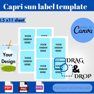 Capri Juice Label Template, Custom Caprisun Label, Capri Juice Pouch Label Svg, Custom Capri Label, Blank Capri Sun Template, Canva Editable
