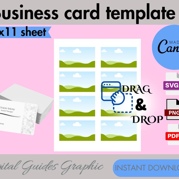 Business card template, 3.5" X 2" business card template, DIY business card, business card svg, blank business card, canva editable.