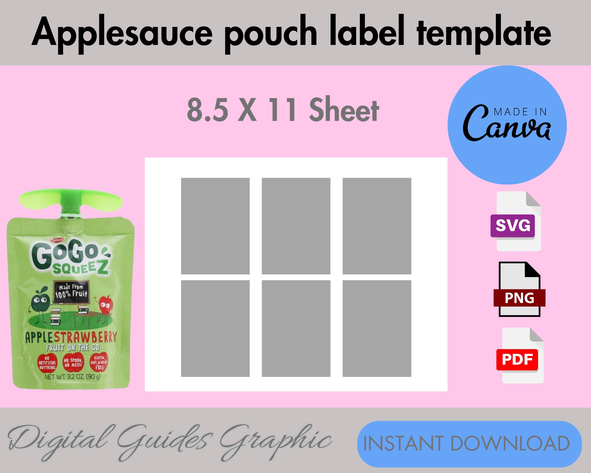 Applesauce Pouch Label Template, Juice Pouch Label Template, Juice