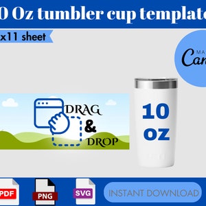 10 Oz Tumbler Cup Template, Tumbler Template Svg, Tumbler Sublimation, Tumbler Full Wrap, Tumbler Wrap Template, Canva Editable.