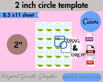 2" Circle Label Template: SVG, PNG, PDF (Canva Editable, Digital Download)