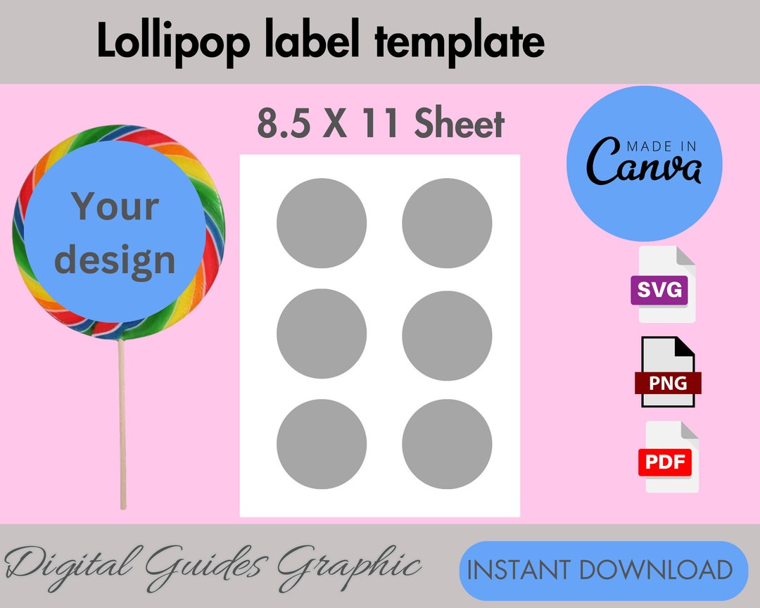 Lollipop Label Blank Template, Lollipop Label Template, DIY Label ...