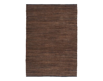 Leather Hearth Rug - Gift for Mom - Fireplace Fireproof Mat BROWN