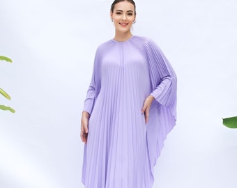 Robe de chambre caftan lilas, caftan de mariage au bord de la piscine, caftan plissé, cadeau grande taille pour mère, caftan de villégiature caftan plissé