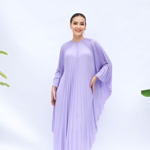 Lilac Kaftan Dressing Gown, Wedding Kaftan Party Poolside, Pleated Kaftan Plus Size Gift for Mother, Resort Caftan Pleated Loungewear Kaftan