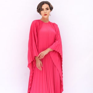 Red kaftan vintage evening gown pleated caftan women luxury modest wedding dress pleated kaftan formal dress plus size clothing gift for her