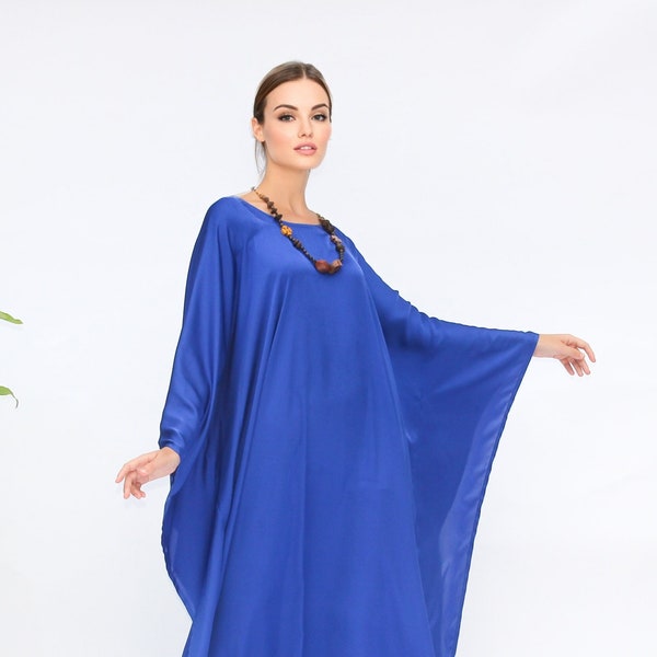 Bateau Neck Kaftan in Imperial Blue