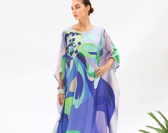 Eleganter Kaftan blau Luxus, Kaftan blau seidig weich Geschenk für Mutter, benutzerdefinierte Größe Kaftan eine Größe passen für alle, Blauer Kaftan Strandparty