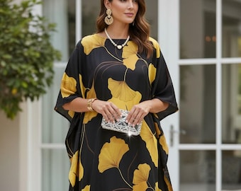 Kaftan Resort Wear and Beach : Dress for Holiday, Cruise and Lounge Wear, Plus Size, Custom Length, Christmas Gift Caftan for Her