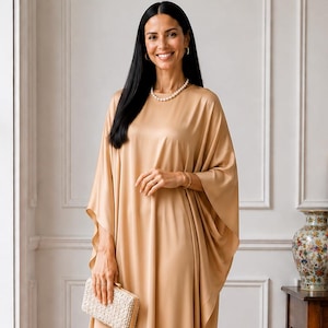 plus size satin champagne dress Plus Size Champagne Satin Lace Long Sleeve Prom Dress