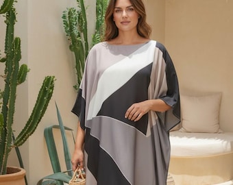 Chic Wear Dress Gown : Kaftan Custom Made, Black and White