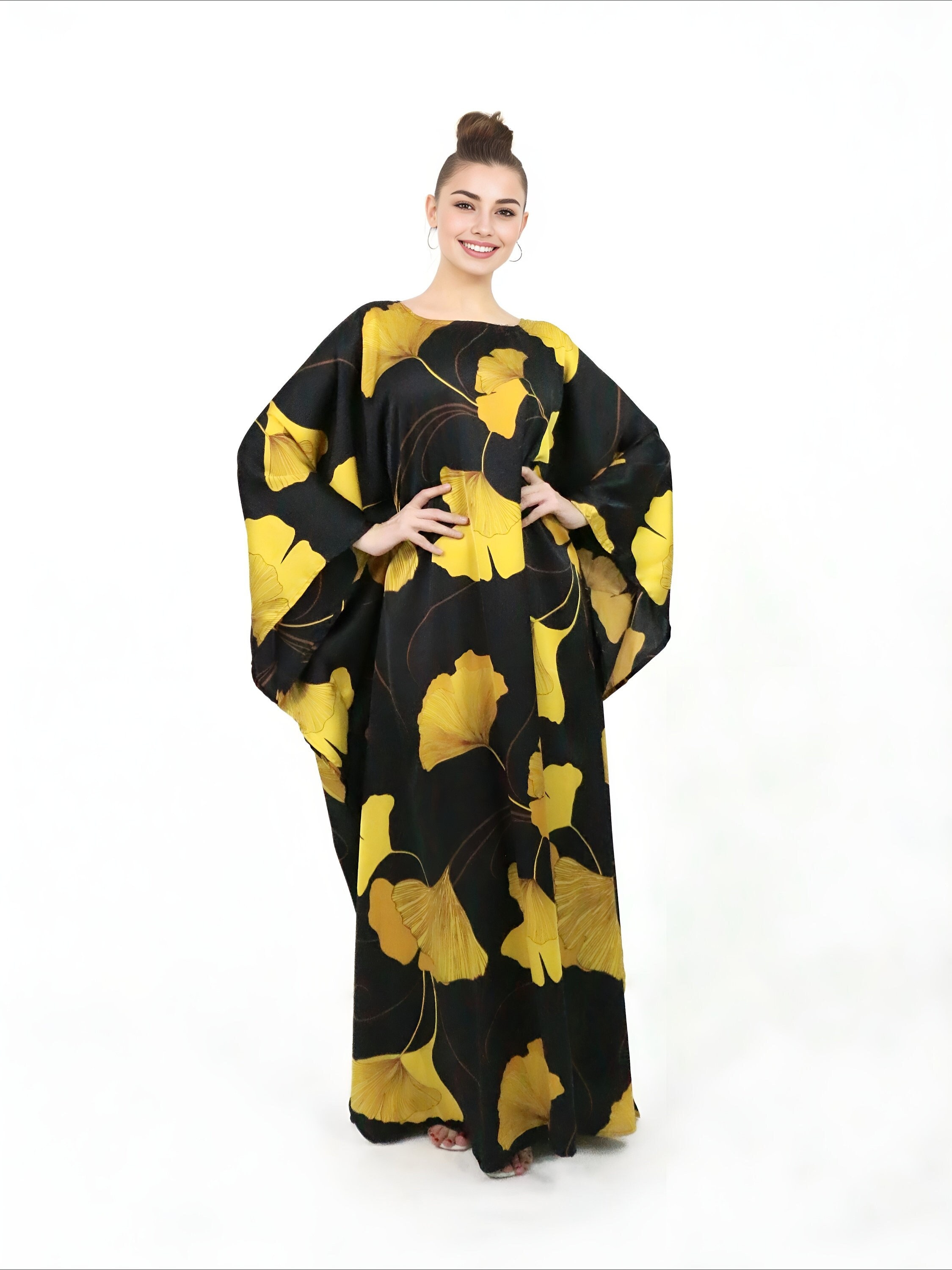 black dress with golden dupatta Black Faux Blooming Gown with Dupatta Featuring Attractive E main image 1