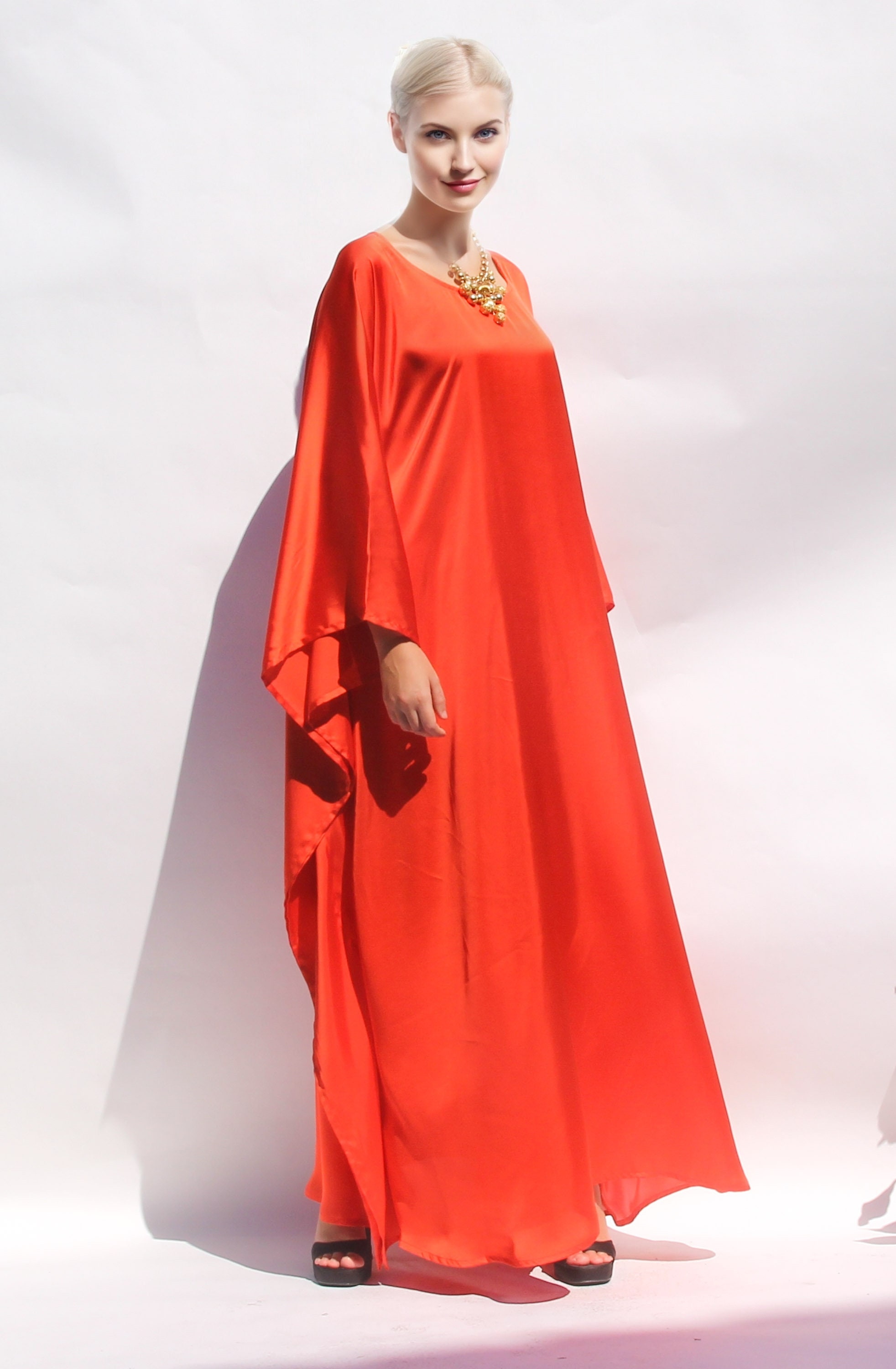 Orange Linen Flow Kaftan