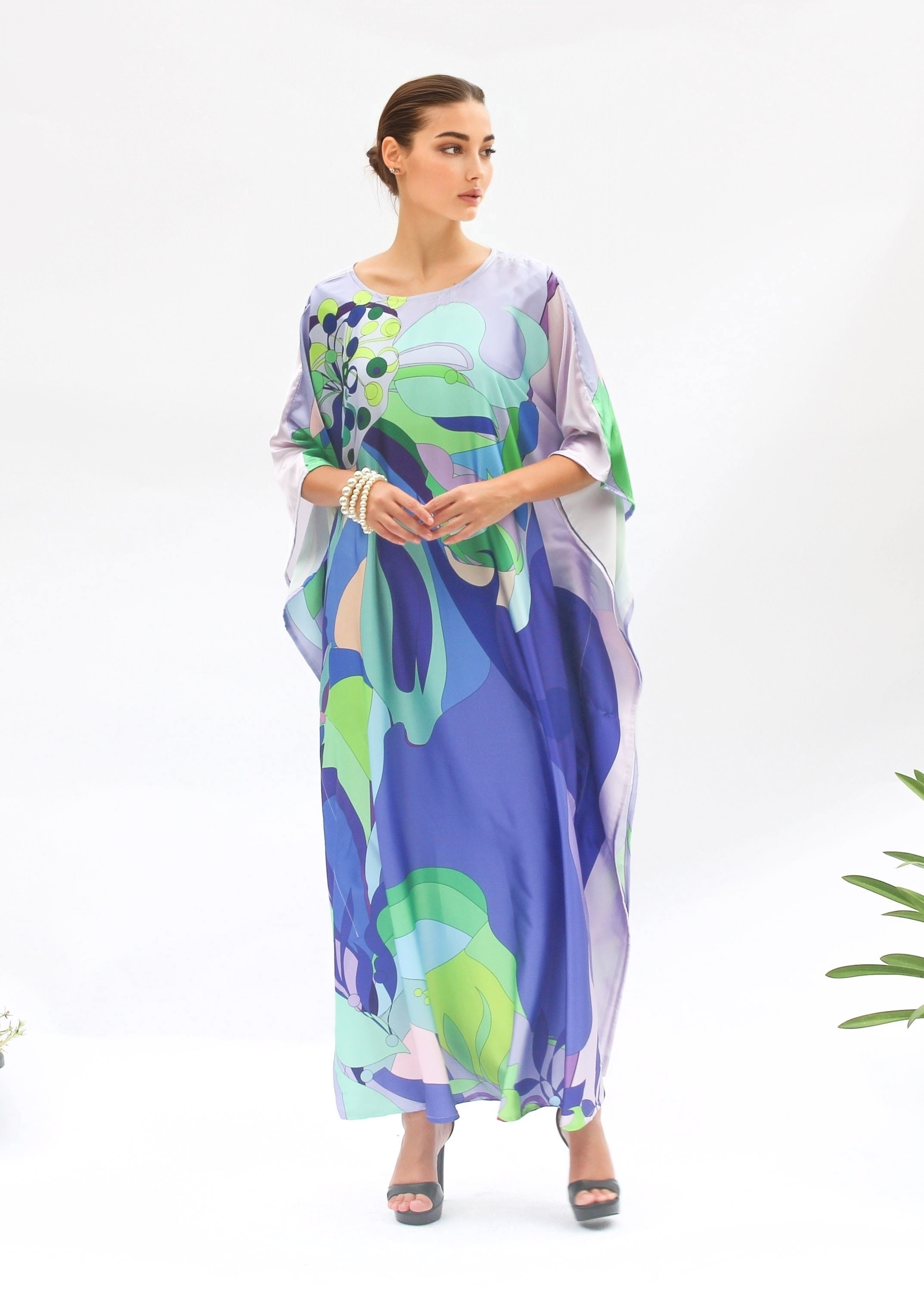 fitted lace wedding dress Maxi Dress With Swirl Print – Island Cashmere Online main image 1