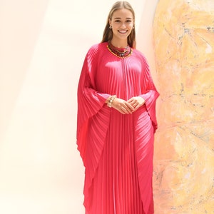 Cool Kaftans Star Black Pink Caftan Dress - Free Size & XXL, Super Soft Batik Rayon, Loose Fit For Any Body