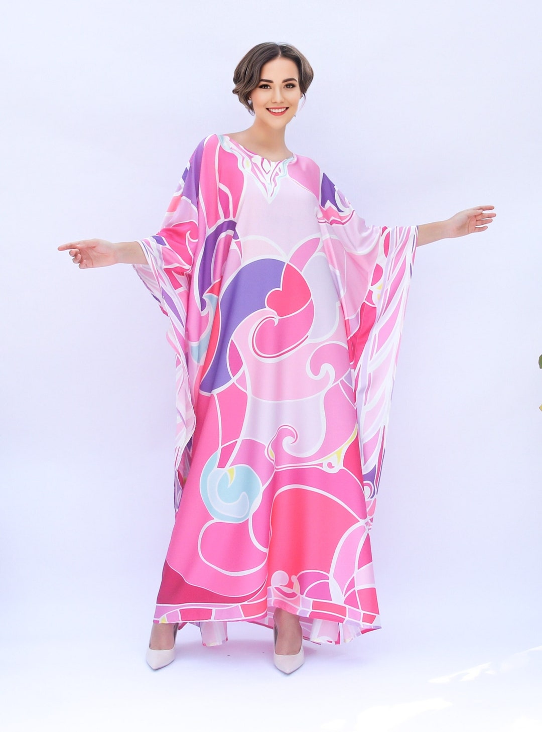 Sonoran Zip Kaftan in Pink Army main image 1