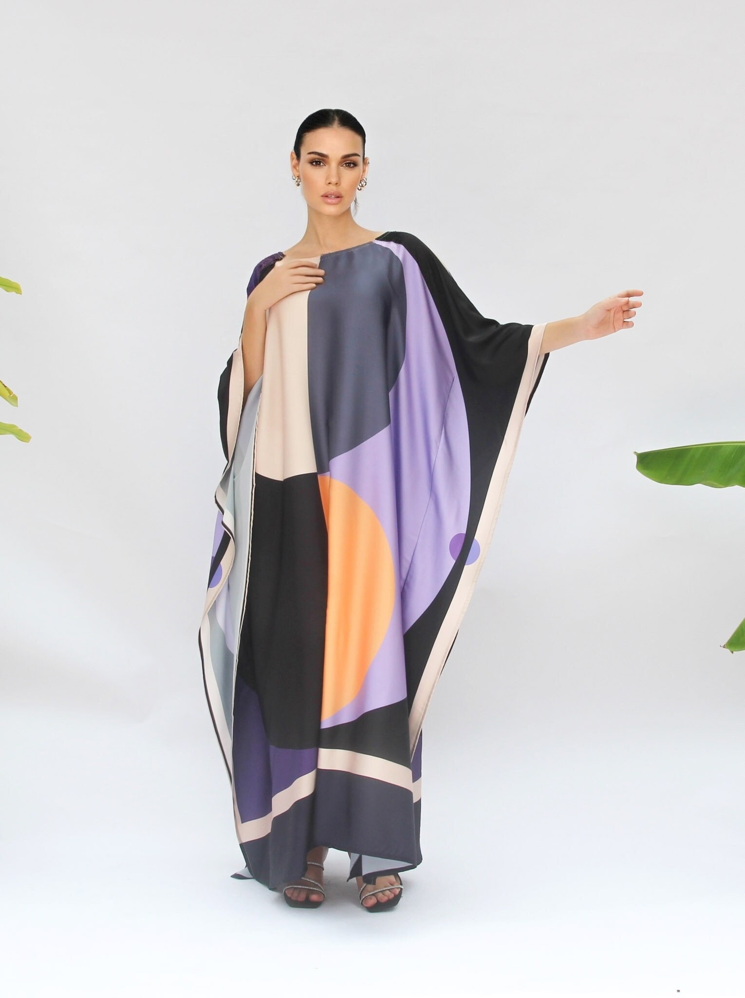 Beachwear Blue Polyester Plus Size Kaftan For Women