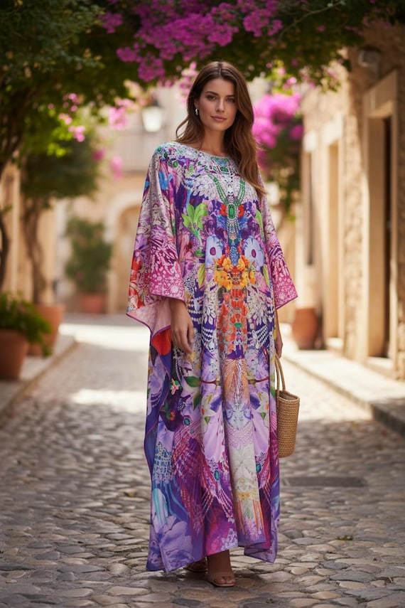 blue dress for baby girl Bahamas Kaftan Dress | Luxury Single Sleeve main image 1