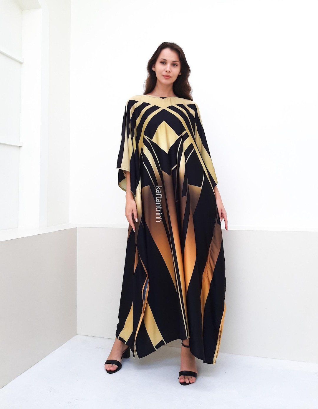 SHORT KAFTAN WITH CUFF DRIPPING IN DECO