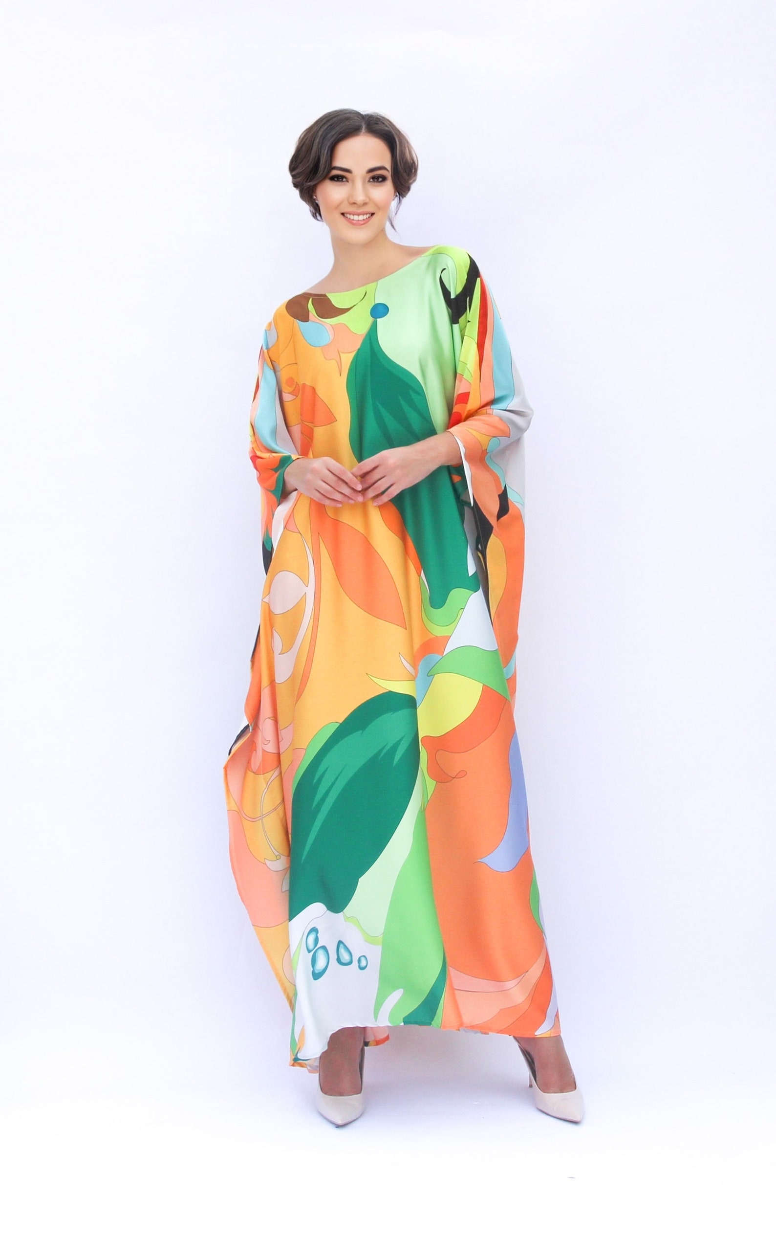 Green Arrow Abstract Long Kaftan