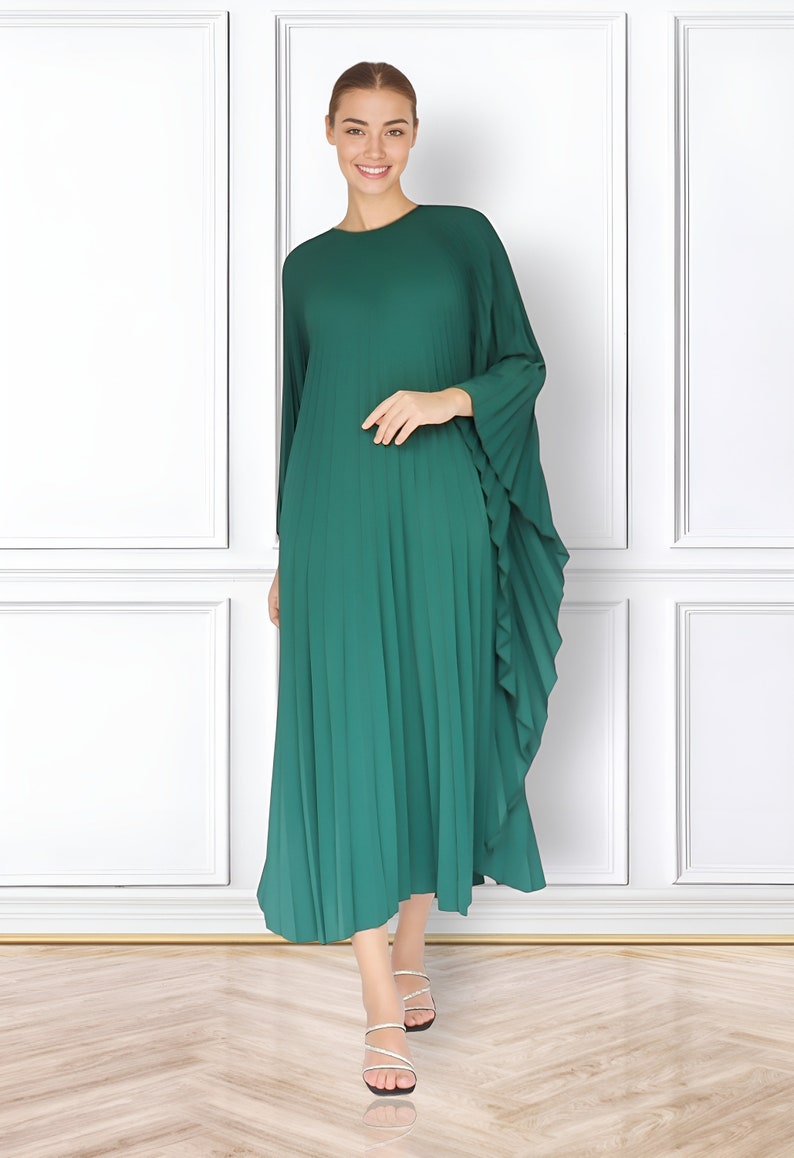 Lime Green Kaftan Pleated Party Dress Stylish Caftan Pleated Etsy