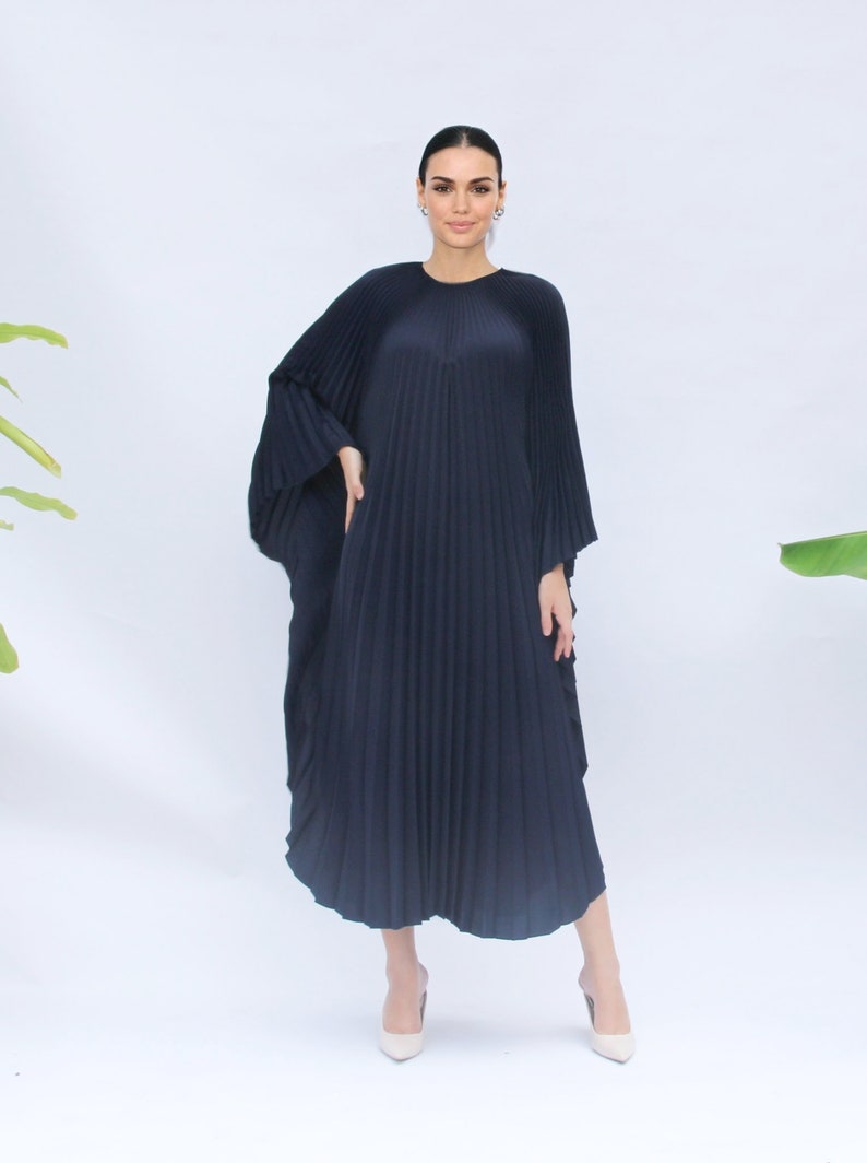 Vibrant Abstract Pleated Caftan Style Dress main image 0