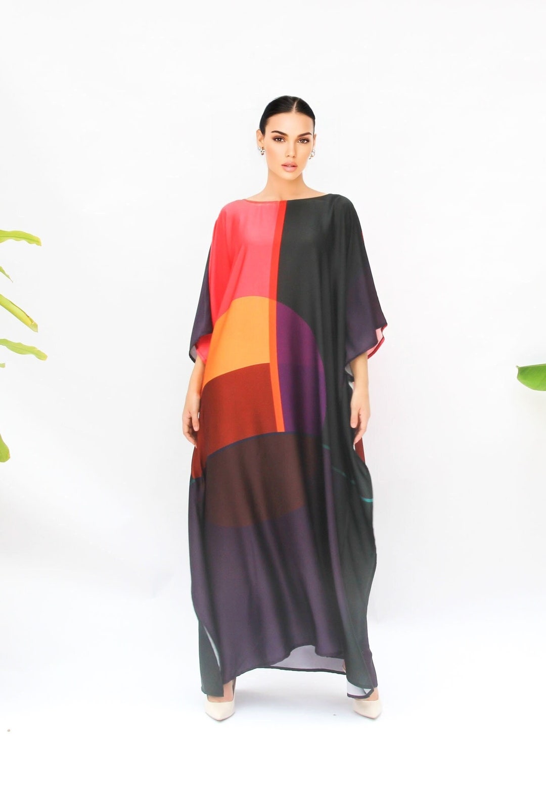 Leopard Brown Plus Size Beachwear Kaftan For Women