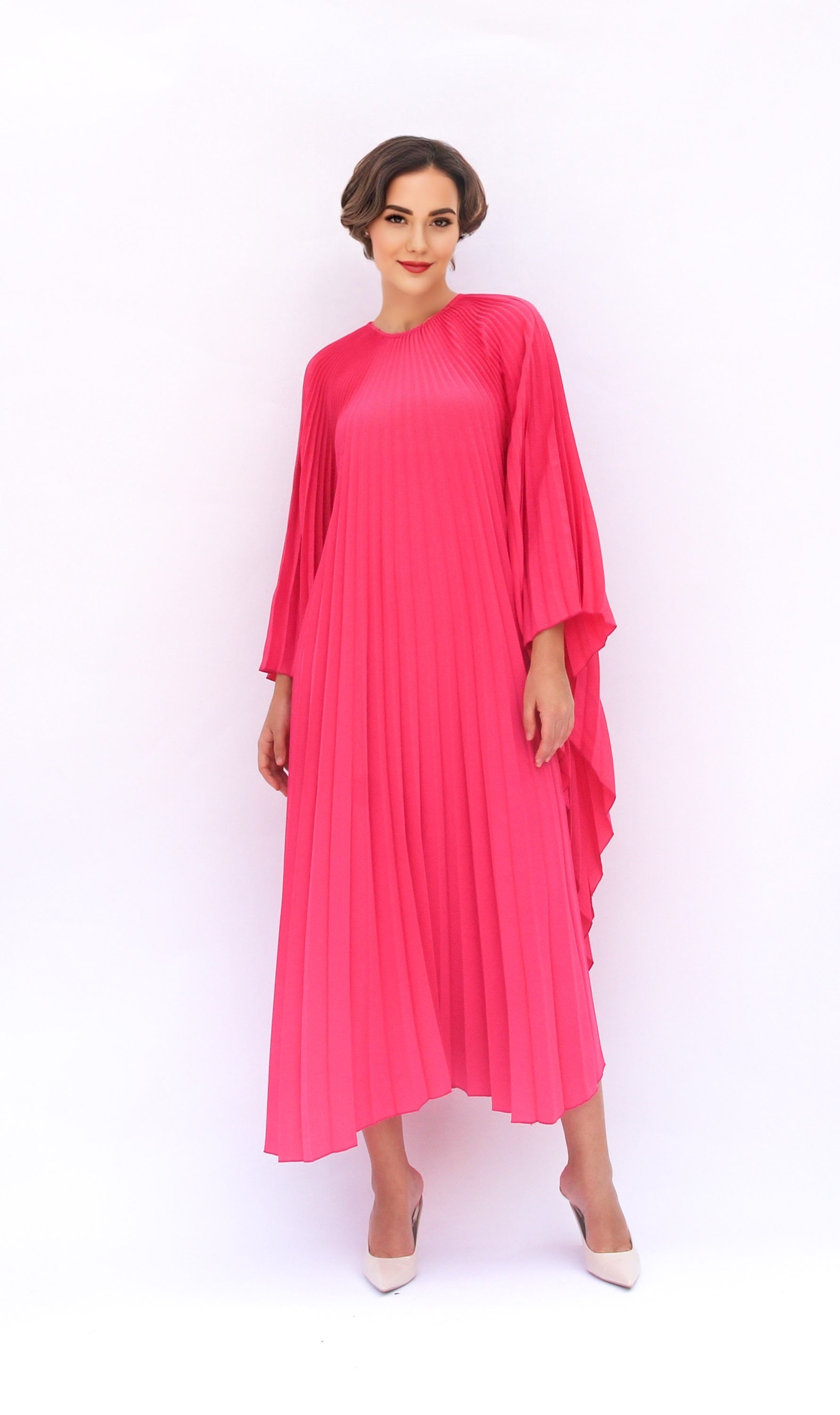 DP-21 Salmon Pink Double Gauze Kaftan One size fits most 