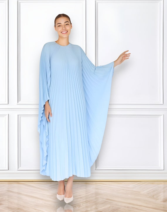 Sky Blue Caftan Pleated Wedding Kaftan Party Poolside Pleated Kaftan Plus Size Gift for Mother Resort Caftan Pleated Loungewear Caftan Etsy UK