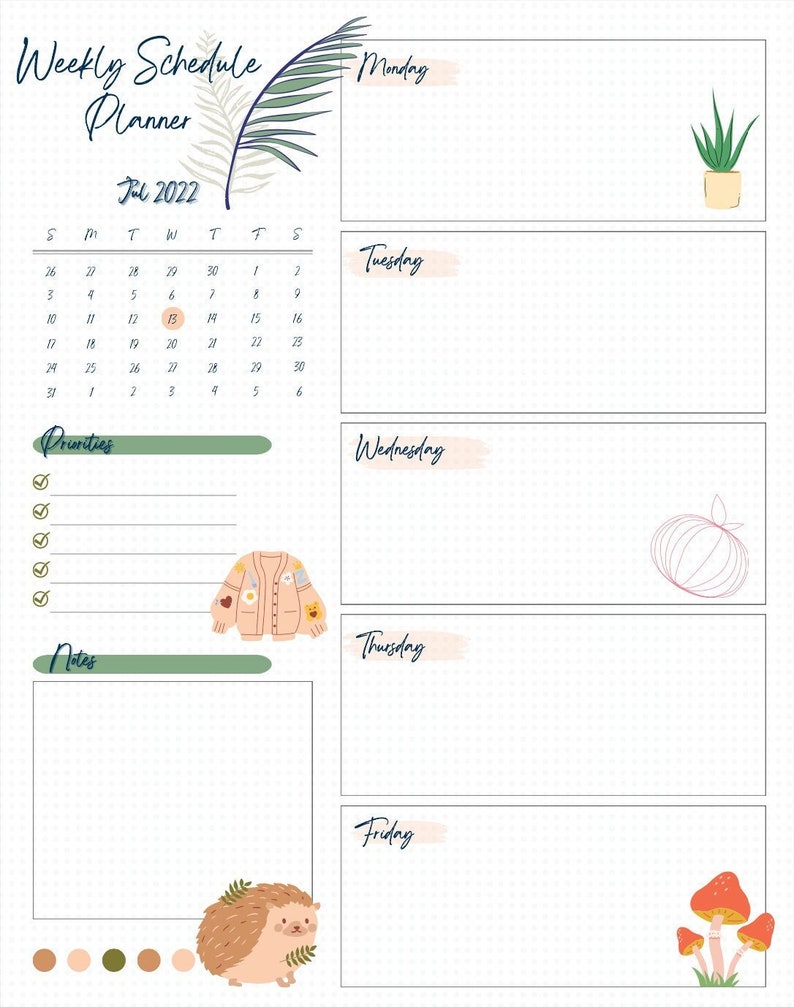 Weekly Planner PDF for Goodnotes, Notability, Noteshelf, Onenote, or