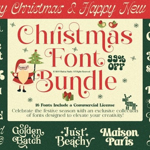 Pacchetto di font natalizi / Font festivi per artigianato e design / Uso commerciale / Font Cricut / Font con coda