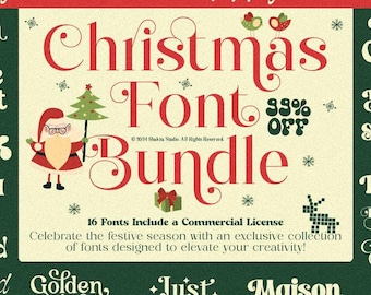 Christmas Font Bundle | Festive Holiday Fonts for Crafts & Designs | Commercial Use | Cricut Fonts | Font With Tails