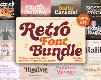 Modern Retro Font Bundle With Tails Vol.3 - Boho, Groovy, Procreate, Cricut, Canva Fonts for Wedding Invitations, Logo & Branding Design svg