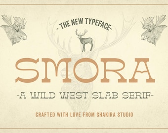 Smora Font | Wild West Slab Serif Typeface | Vintage Western Display Font for Logos, Posters & Branding Design, Cricut Font, Canva Font
