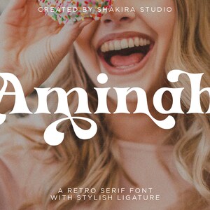 Aminah - Retro Serif Font, Elegant Font, Canva Font, Modern Font, Boho Font, Logo Font, Groovy Font, Silhouette Font