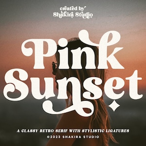 Tramonto rosa - Carattere serif retrò, carattere elegante, carattere Canva, carattere moderno, carattere boho, carattere logo, carattere groovy, carattere silhouette
