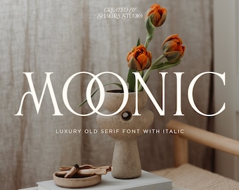 Moonic - Retro Serif Font, Elegant Font, Canva Font, Modern Font, Boho Font, Logo Font, Groovy Font, Silhouette Font