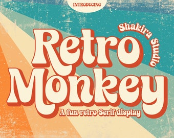 Retro Monkey - Retro Serif Font, Elegant Font, Canva Font, Modern Font, Boho Font, Logo Font, Groovy Font, Silhouette Font