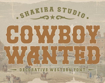 Cowboy Wanted - Western Retro Serif, Cricut Font, 70s Font, Canva Font, Vintage Font, Boho Font, Logo Font, Groovy Font, Silhouette Font