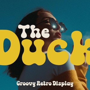 The Duck - Font for Crafter with a retro groovy look is perfect for logos and branding displays, easy to use in cricut, canva, procreate.