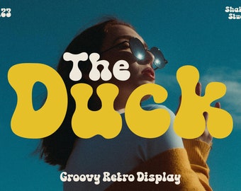 The Duck - Font for Crafter with a retro groovy look is perfect for logos and branding displays, easy to use in cricut, canva, procreate.