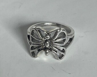 Y2K Silver Butterfly Ring