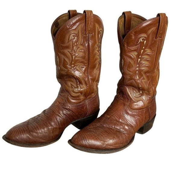 Tony Lama, Tony Lama Men's CZ812 Vintage Teju Lizard Western Boots Size 10D USA Made