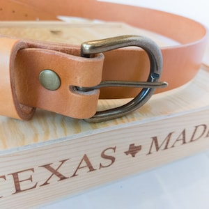 London Tan Leather Belt with Solid Brass Buckle