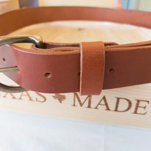 Chestnut Leather Belt with Solid Brass Buckle
