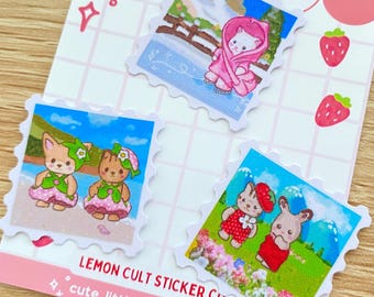 Stickerpakket Calico Critters Sylvanian Families Stamp Pack Stickers vintage Sylvanian Family-stempelstickers Waterdicht stickerstickerspakket