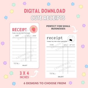 Cute Receipt Template Editable Order Receipt Form Cute Printable Canva